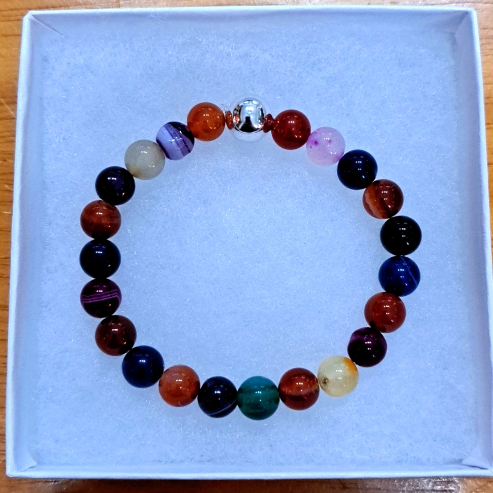 Rainbow Banded Agate Stone Bracelet